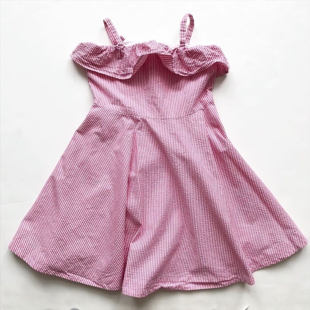 Polo Ralph Lauren pink stripe seersucker dress EUC 8Y